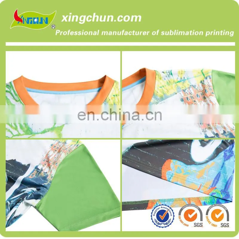 Scrawl dye sublimation printed top T shirts for your custom made in china on 100% Polyester