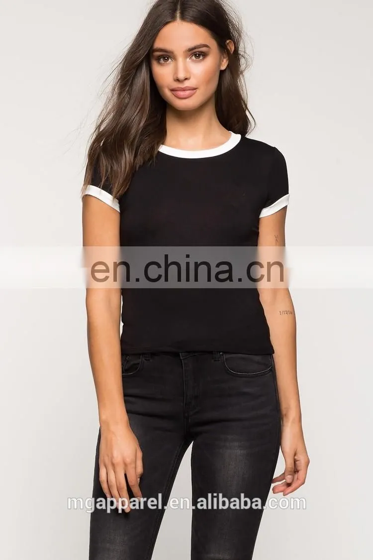 China t shirt manufacturer wholesale plain round blank black t shirt