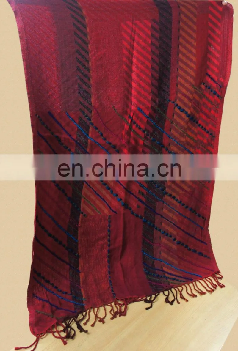 100% Wool jamawar shawl with fancy wool embroidery