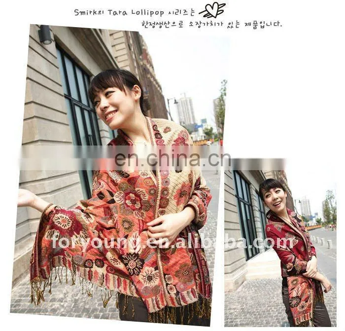 flower jacquard shawls and lady scarf