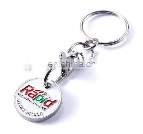 Bulk cheap debossed branding trolley coin key holder