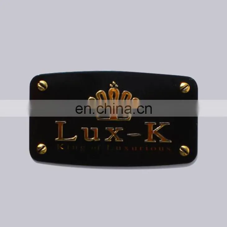 Professional OEM Items Fashional Decorative Label Custom Aluminum Embossed Brand Nameplate For Handbag