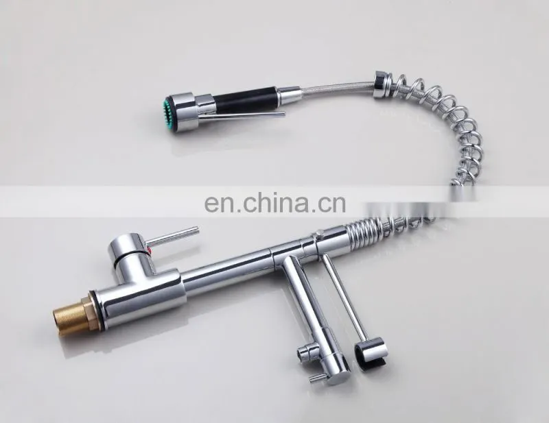 Mixed Brass LED Light Pulling Out Faucet Water Tap For Kitchen