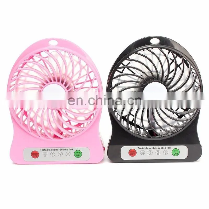 Custom Logo Printing Rechargeable Mini USB Desk Fan with LED Light