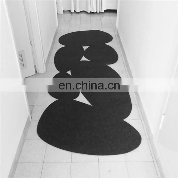 Modern minimalist wool felt rug, corridor rug, eco friendly boho rug