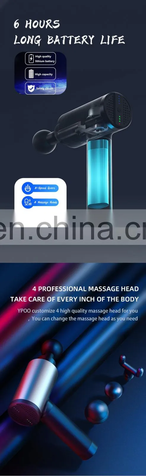 Portable Handheld Electric Body Massager Brushless Motor latest massage gun professional silver booster gun machine massage