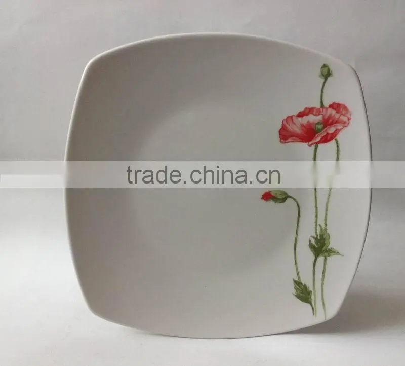 White Porcelain Square Dinner Set Of 20 Pcs With Decal