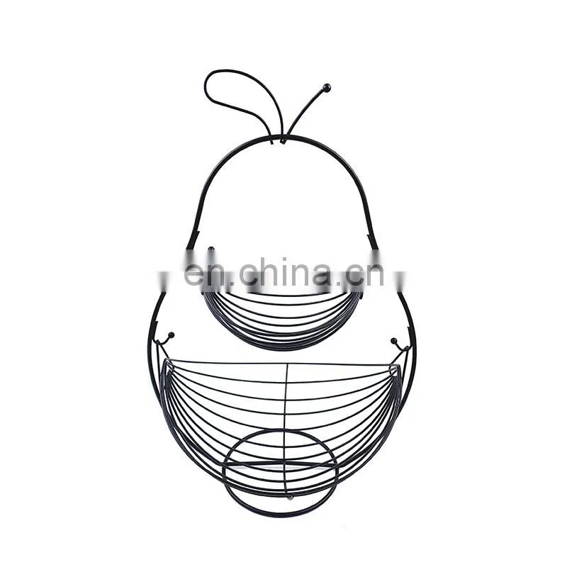 Home Modern Kitchen Basket Round Iron Wire Storage Food Organization Holder Metal Fruit Mesh Basket
