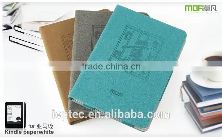 MOFi Wholesale Waterproof Leather Flip Case Cover for Amazon Kindle Paperwhite
