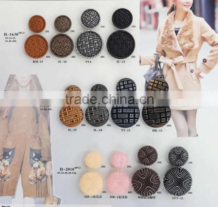 High end black mushroom shape plastic coat button with laser designs