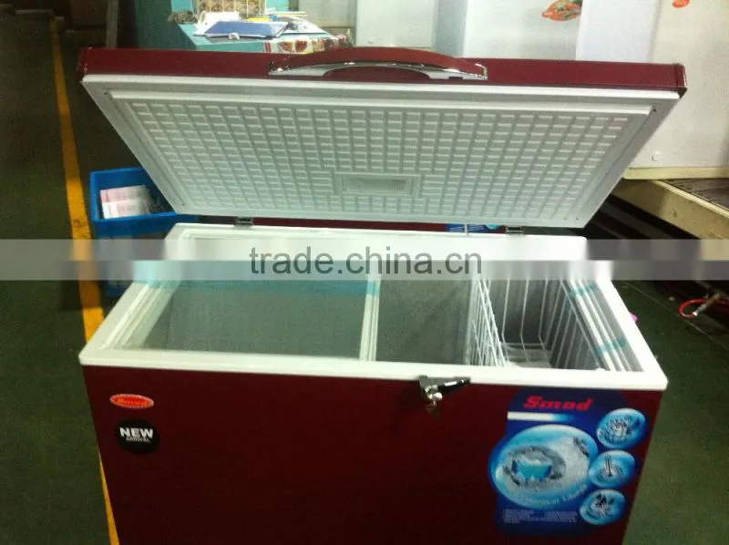 255L Red manual defrost chest freezer for ice cream