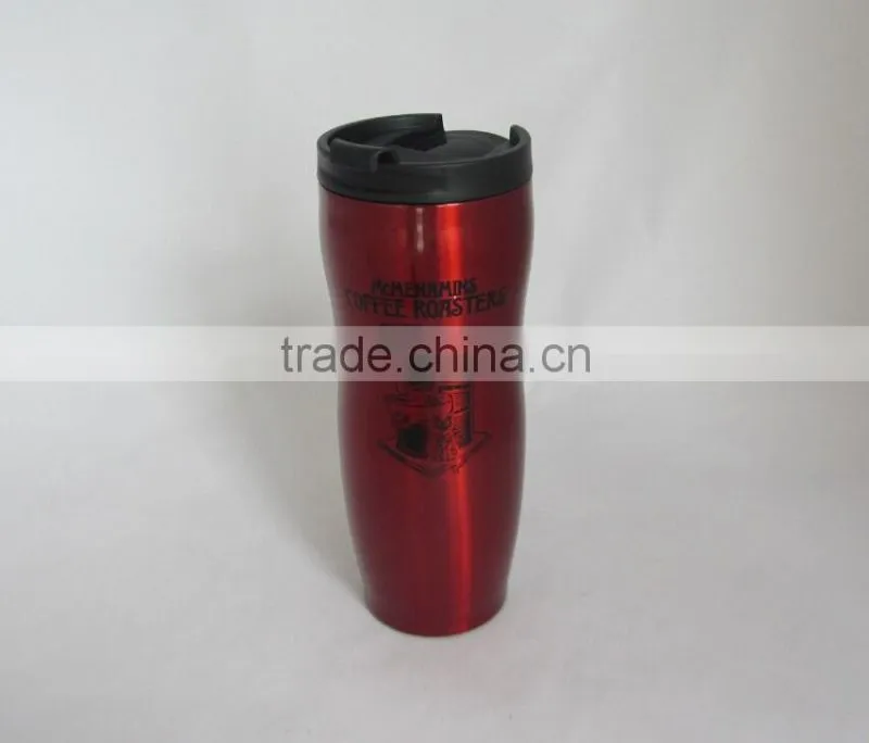 14oz high quality custom non spill double wall stainless steel thermos travel mug with screw lid