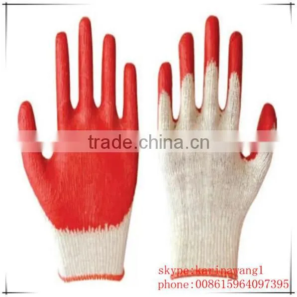 latex coated cotton glove/latex rubber gloves