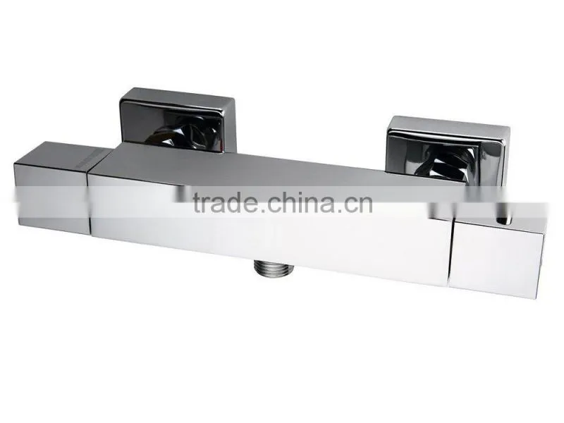 Thermostatic Square Bath Shower Bar Mixer Tap Valve - Chrome Plated Brass Body