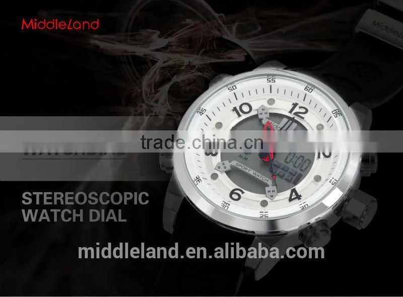 NEW!LED watch with leather band 2015 middleland show into market