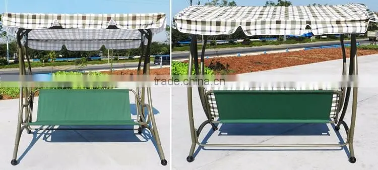 Hot sale Country Style Fresh Plaid Stripes Outdoor Patio Swing Chair Garden Iron Swing