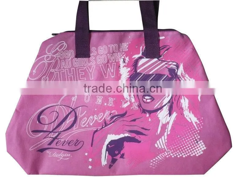 420D polyester girls fashion tote bag, full print bag for women
