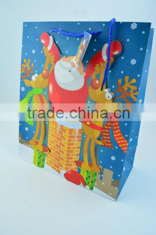 Christmas shopping bags with Santa Claus
