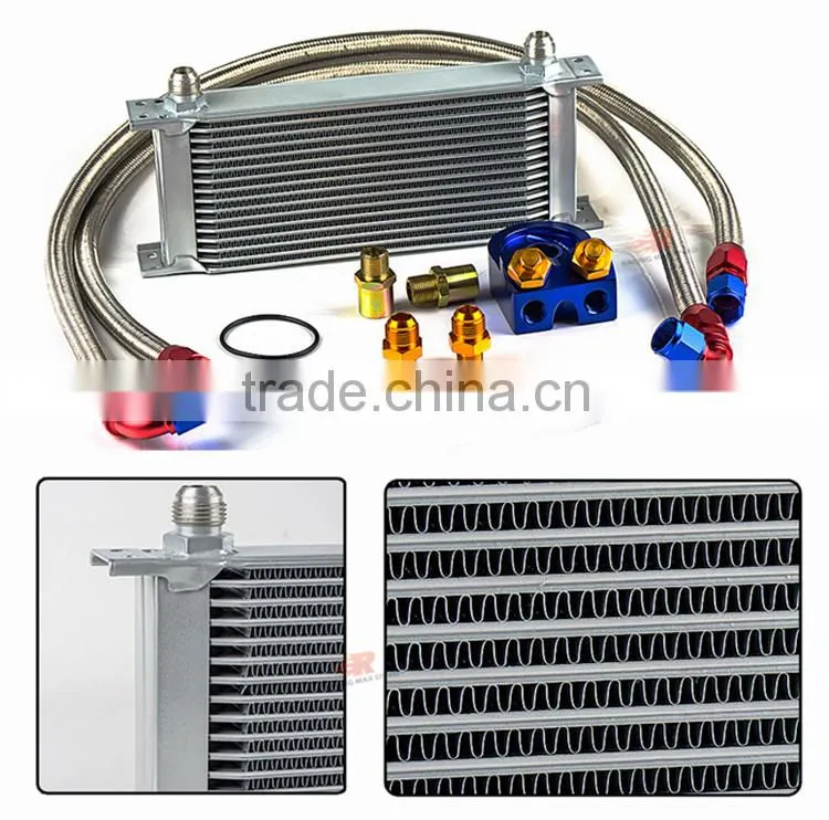 wholesale universal racing car row 16 motorcycle oil cooler kit silver