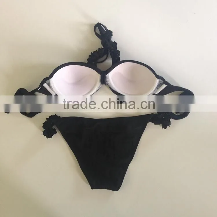 Strapless Solid Color Bow Swimwear