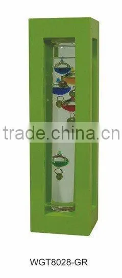 Galileo Thermometer with Wooden Frame Black