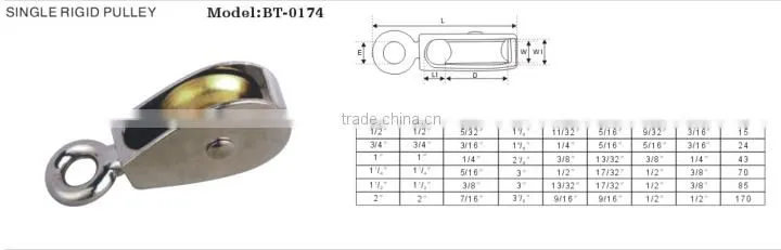 Zinc alloy nickel plated china manufacturer small single-wheel pulley with round eye