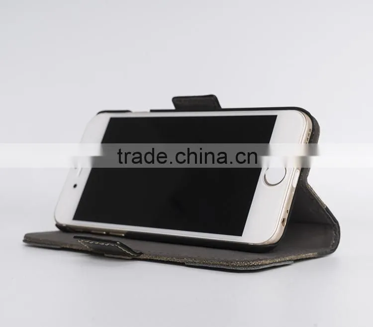 Full-grain cowhide leather with retro 18oz waxed canvas case for iPhone 6s plus handmade waxed canvas bag case for mobile phone