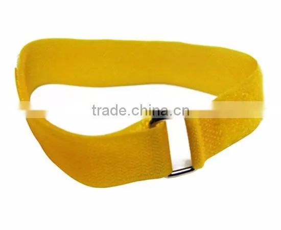 100% nylon binding customized hook and loop straps with metal buckle