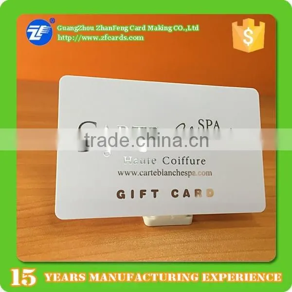 Matte surface printed PVC salon spa gift card barcode