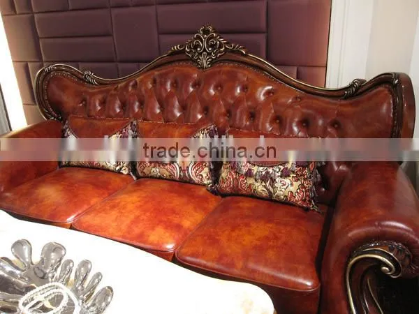 Modern Leather Sofa / Wooden Leather Sofa / Turkey Leather Sofa Set A02