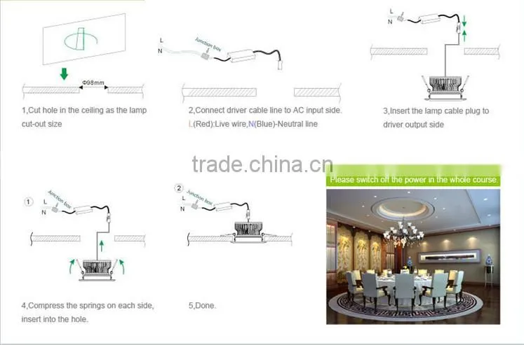 High power 3*1*30W COB led grille light fixture