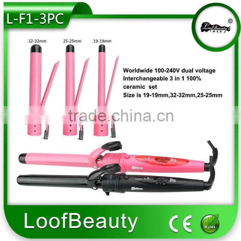 Top Quality 3 In 1 Interchangeable Ceramic Wands Hair Curlers
