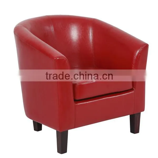 2014 hot sale single seater sofa chair/red leather tub chair/living room sofa /wood sofa design K-1603