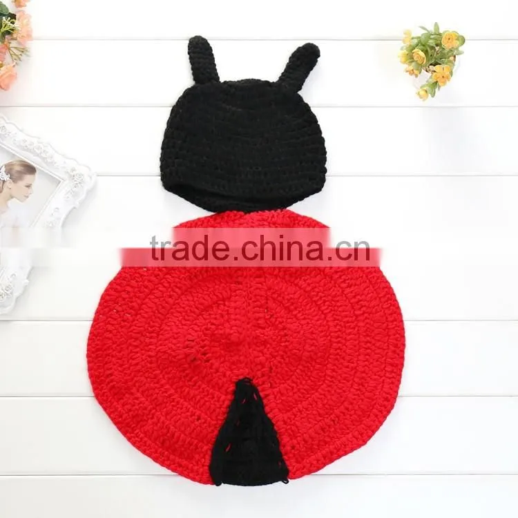 Cute Ladybird Newborn Baby Bloomer And Hat,Crochet Baby Photo Costume