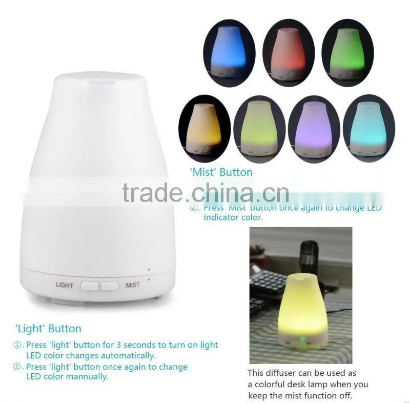 120ML Mini air Humidifier Ultrasonic Essential Oil Diffuser with Colorful Change LED Light