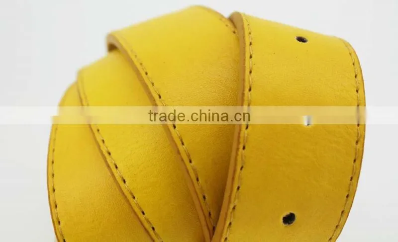 Women's fashion Yellow PU leather Plain jeans belt with yellow leather accessories in china Factory