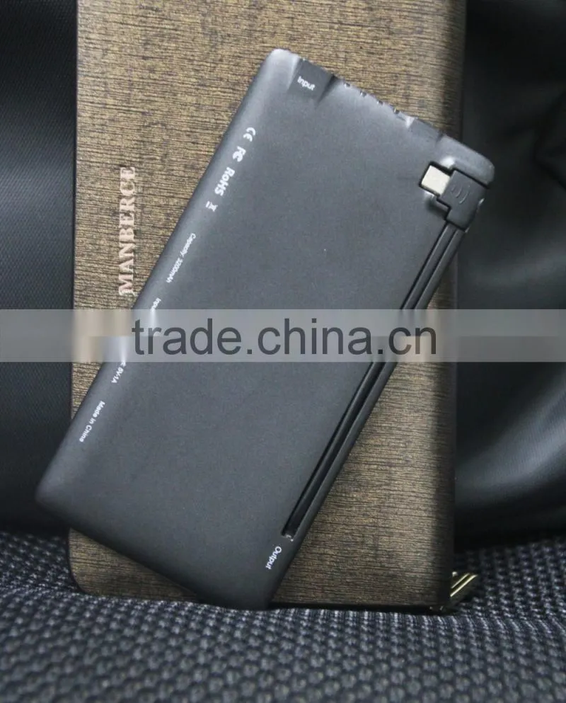 Hot selling new design silm credit card power bank 3200mah for Andorid/IOS