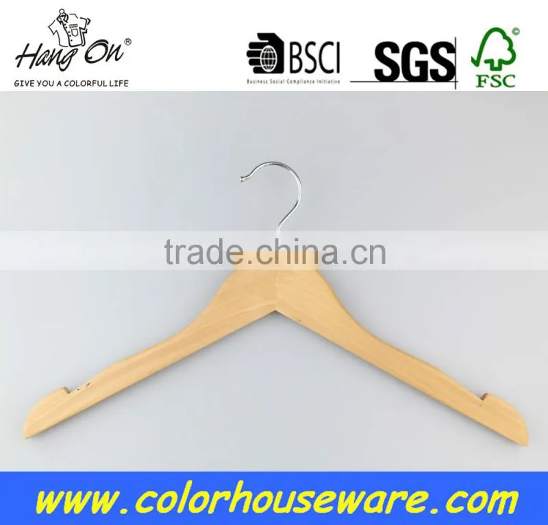 Broad shoulder wooden coat hanger