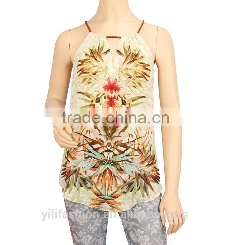 NEW arrival 2015 Summer Women's sleeveless shirt chiffon Blouse Tops
