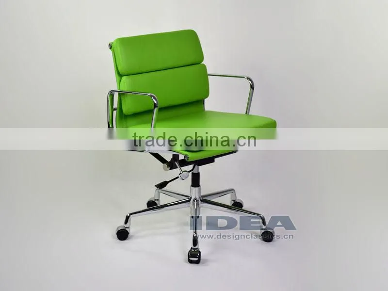 Replica Charles and Ray EA217 Low Back Soft Pad Desk Chair - Salad Green Color Genuine Leather