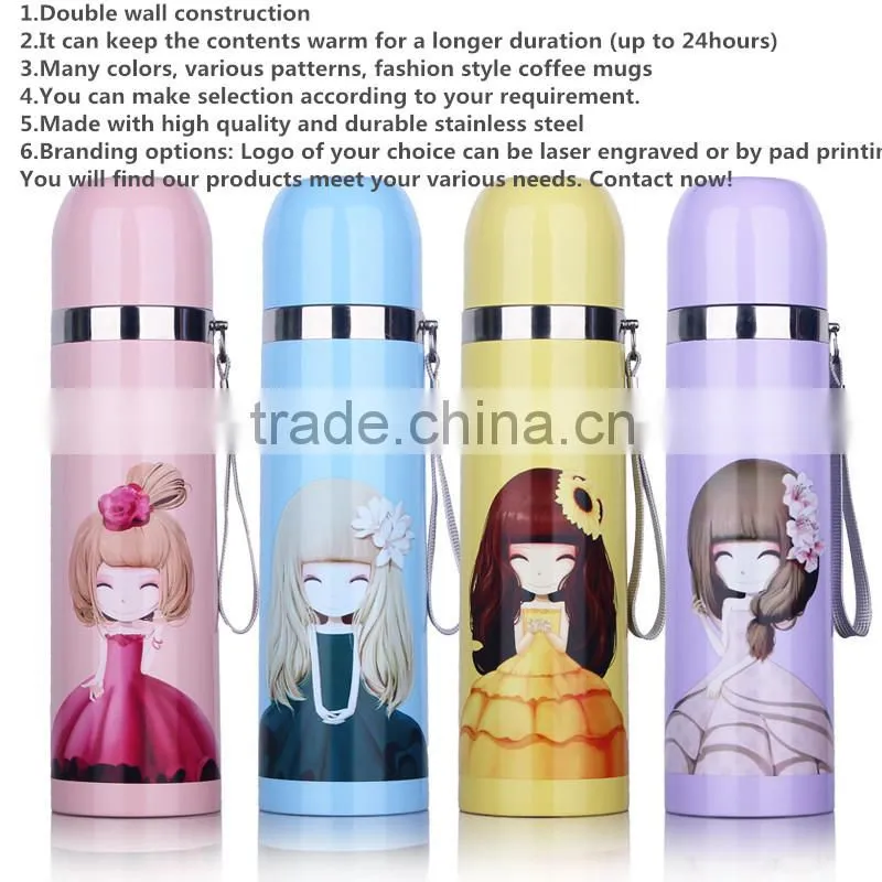 diller oem 500ml double wall stainless steel vacuum thermos bullet flask