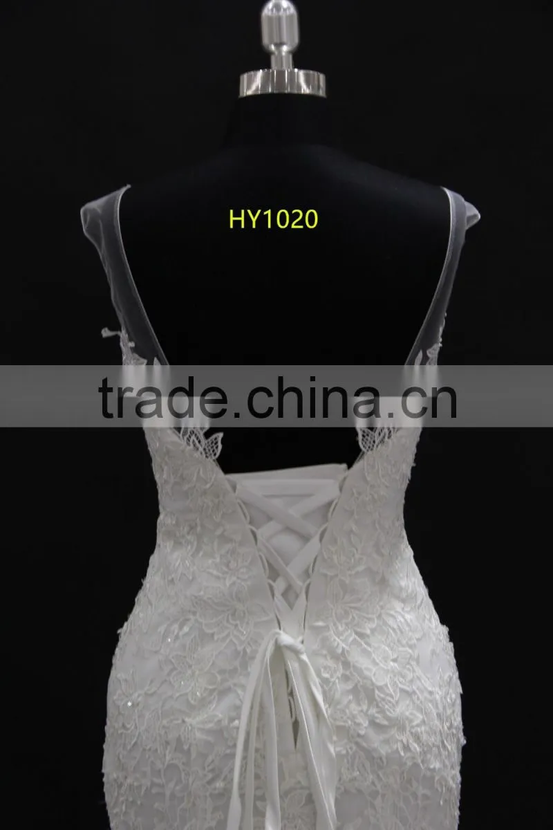 Real factory product! Venice lace flower with delicated beading mermaid wedding dress