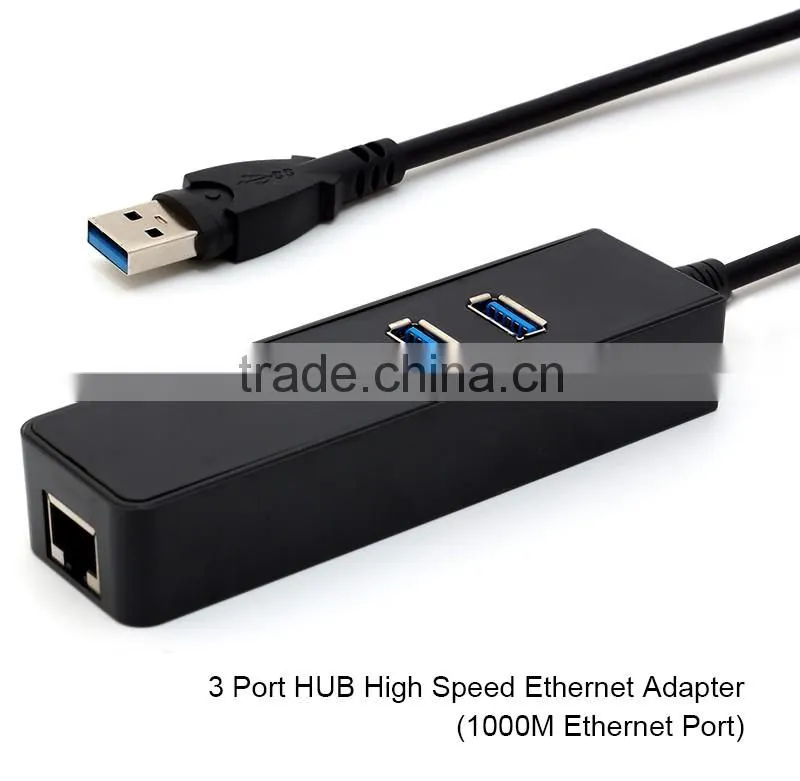New Plastic USB 3.0 3 Port ethernet hub adaptor