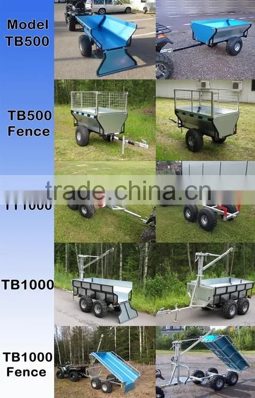 ATV Quad forest timber trailer with electric winch crane