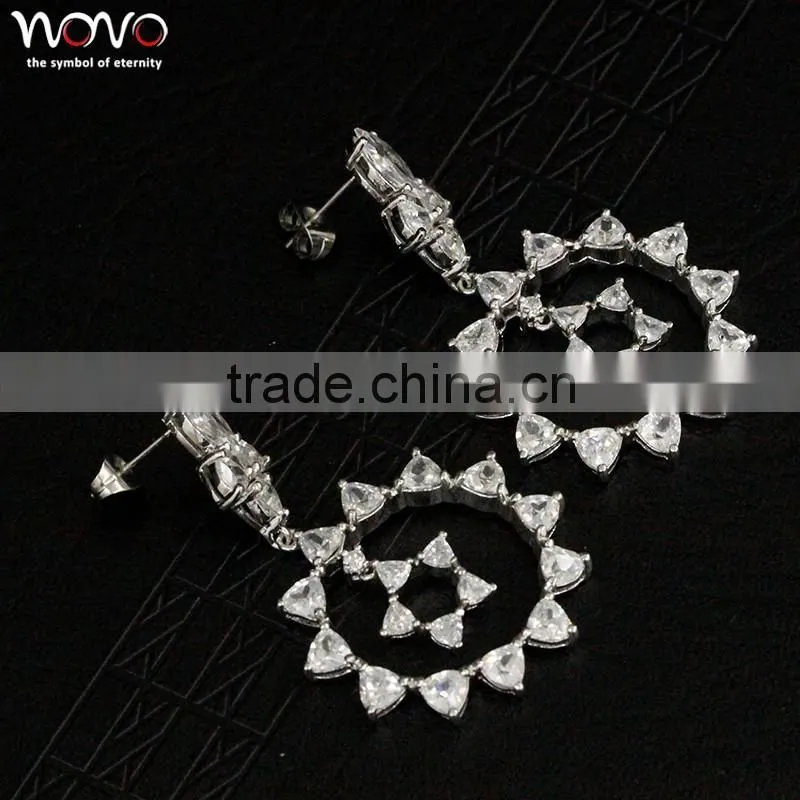 Hot selling brass crystal diamond drop earrings