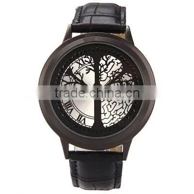 touch screen led watch with bule light three face leather pu brand