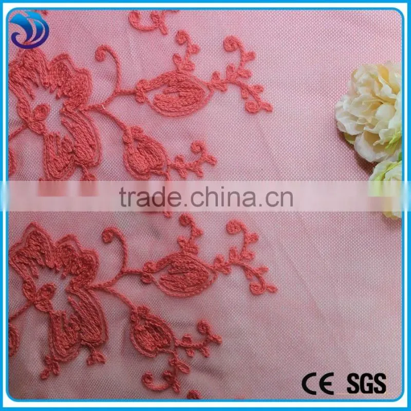 Scallop design net lace embroidery double borders