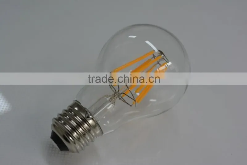 Warm white color changing e27 A60 4W dimmable bulb led filament