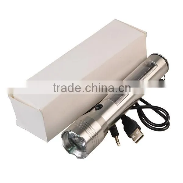 high power strong light USB charger solar power led torch