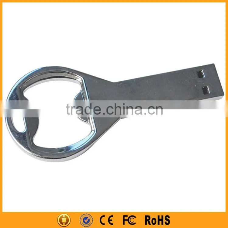 High Quality Promotional Silver Metal USB Flash Drive Bottle Opener